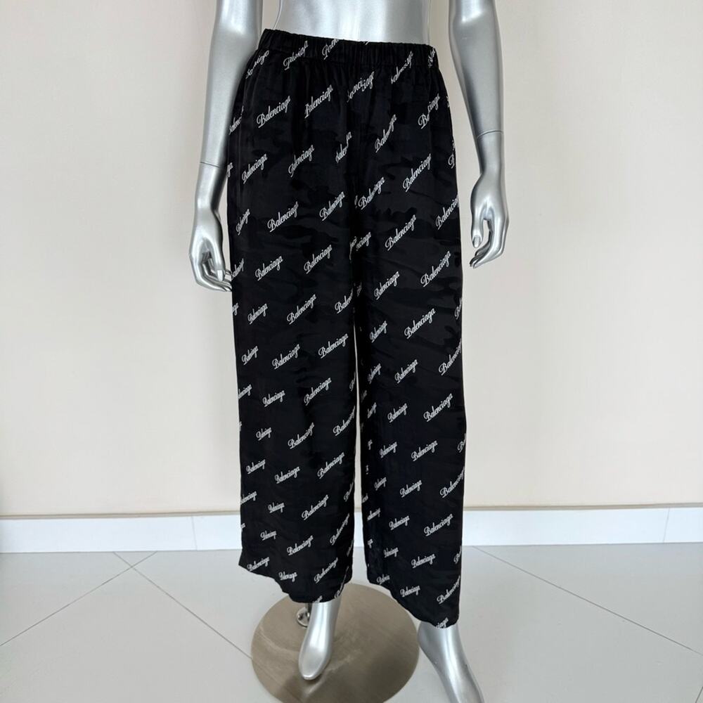 Balenciaga BB print women silk pants size 36IT or S Authentic Retail 1800$